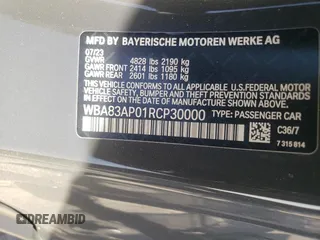 2024 BMW 4 Series M440i with VIN WBA83AP01RCP30000, listed as a Copart auction lot 77032014 with 14,671 mi miles and Salvage Title. Bid and sale history available at carsss.com. Image 15.