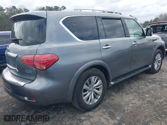 2017 Infiniti QX80 with VIN JN8AZ2NE1H9151466, listed as a IAAI auction lot 41813407 with 82,428 mi miles. Bid and sale history available at carsss.com. Image 4.