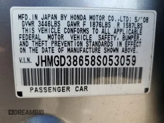 2008 Honda Fit Sport z VIN JHMGD38658S053059, wystawiony jako Copart lot #54262735 z przebiegiem 164 493 mil mil oraz Szkoda całkowita • Salvage title. Historia ofert i sprzedaży dostępna na DreamBid. Obrazek 13.