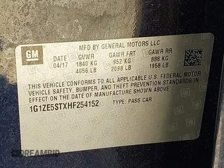2017 Chevrolet Malibu LT with VIN 1G1ZE5STXHF254152, listed as a IAAI auction lot 41864015 with 72,994 mi miles and . Bid and sale history available at DreamBid. Image 9.