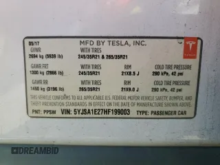 2017 Tesla Model S 100D с VIN 5YJSA1E27HF199003, выставлен на аукционе Copart как лот 59214775 с пробегом 99 673 миль миль и Списание • Salvage title. История ставок и продаж доступна на DreamBid. Изображение 13.