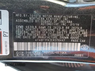2014 Toyota Camry L with VIN 4T4BF1FK2ER376447, listed as a Copart auction lot 82886974 with 112,833 mi miles and Salvage Title. Bid and sale history available at DreamBid. Image 12.