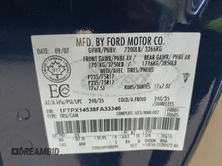 2008 Ford F-150 XLT с VIN 1FTPX14538FA33346, выставлен на аукционе IAAI как лот 42132066 с пробегом 166 912 миль миль и . История ставок и продаж доступна на DreamBid. Изображение 9.