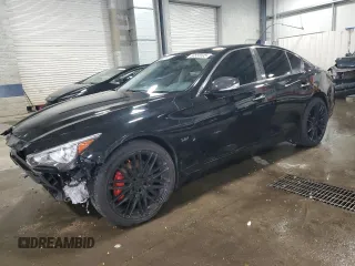 2014 Infiniti Q50 Premium with VIN JN1BV7AR1EM705764, listed as a Copart auction lot 50555595 with 105,626 mi miles and Salvage Title. Bid and sale history available at carsss.com. Image 1.