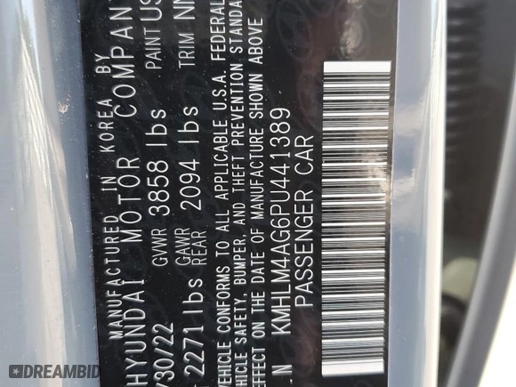 2023 Hyundai Elantra SEL with VIN KMHLM4AG6PU441389, listed as a Copart auction lot 48655845 with 29,647 mi miles and Non Repairable. Bid and sale history available at carsss.com. Image 13.