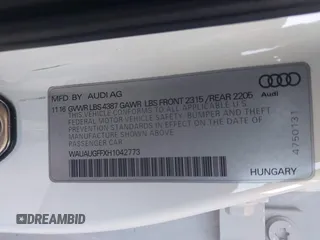 2017 Audi A3 Premium with VIN WAUAUGFFXH1042773, listed as a IAAI auction lot 42225176 with 59,143 mi miles and . Bid and sale history available at DreamBid. Image 9.