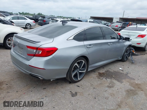 2021 Honda Accord Sport with VIN 1HGCV1F39MA073309, listed as a IAAI auction lot 42140600 with 96,551 mi miles and . Bid and sale history available at DreamBid. Image 4.