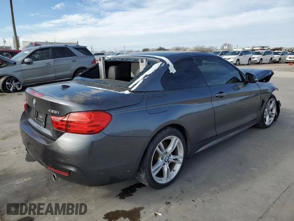2015 BMW 4 Series 435i xDrive with VIN WBA3T7C53F5A37043, listed as a Copart auction lot 87697145 with 98,031 mi miles and Salvage title. Bid and sale history available at DreamBid. Image 3.