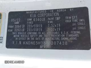 2023 Kia Carnival SX with VIN KNDNE5H38P6207438, listed as a IAAI auction lot 41312749 with 55,403 mi miles. Bid and sale history available at carsss.com. Image 9.