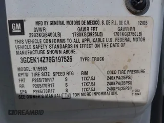 2006 Chevrolet Silverado 1500 Work Truck with VIN 3GCEK14Z76G197526, listed as a IAAI auction lot 41555933 with 176,540 mi miles. Bid and sale history available at carsss.com. Image 9.