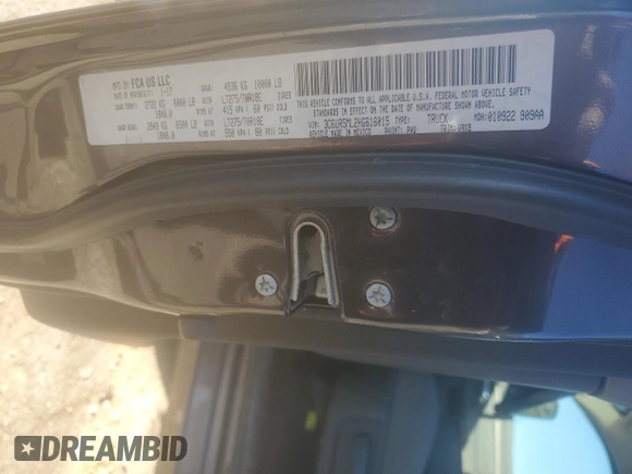 2017 Ram 2500 Big Horn with VIN 3C6UR5ML2HG616015, listed as a Copart auction lot 84803344 with 65,584 mi miles and Clean title. Bid and sale history available at DreamBid. Image 12.