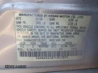 2007 Nissan Maxima 3.5 SE with VIN 1N4BA41E87C823975, listed as a Copart auction lot 77363834 with 168,836 mi miles and Clean Title. Bid and sale history available at carsss.com. Image 12.