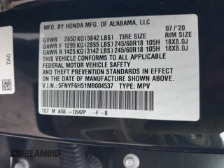2021 Honda Pilot EX-L with VIN 5FNYF6H51MB004537, listed as a IAAI auction lot 41227409 with 1 mi miles. Bid and sale history available at carsss.com. Image 9.