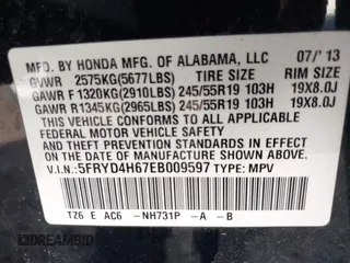 2014 Acura MDX Technology with VIN 5FRYD4H67EB009597, listed as a IAAI auction lot 41086095 with 121,862 mi miles and . Bid and sale history available at DreamBid. Image 9.