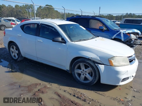 2013 Dodge Avenger SE with VIN 1C3CDZAB3DN708262, listed as a IAAI auction lot 41445183 with 189,571 mi miles and . Bid and sale history available at carsss.com. Image 1.