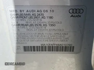 2011 Audi Q5 Premium with VIN WA1CFAFPXBA010760, listed as a Copart auction lot 64846295 with 49,595 mi miles and Salvage title. Bid and sale history available at DreamBid. Image 13.