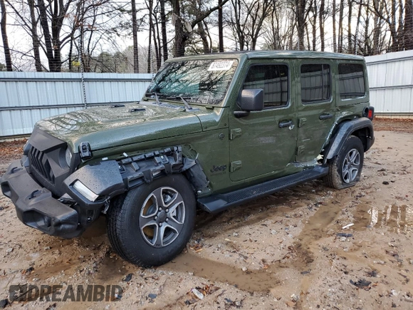 2022 Jeep Wrangler Unlimited Sport with VIN 1C4HJXDG2NW201368, listed as a Copart auction lot 87492374 with 50,375 mi miles and Salvage Title. Bid and sale history available at DreamBid. Image 1.