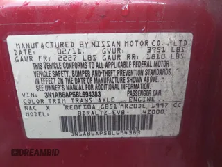 2011 Nissan Sentra 2.0 with VIN 3N1AB6AP5BL694383, listed as a IAAI auction lot 42049600 with 111,376 mi miles and . Bid and sale history available at DreamBid. Image 9.
