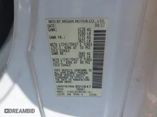 2017 Nissan NV Cargo SV with VIN 1N6BF0KY8HN805847, listed as a IAAI auction lot 41573234 with 159165 miles. Bid and sale history available at carsss.com. Image 9.