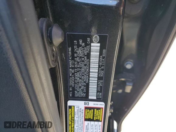 2022 Lexus ES 300h z VIN 58ADA1C13NU024676, wystawiony jako Copart lot #42182145 z przebiegiem 22 060 mil mil oraz Szkoda całkowita • Salvage title. Historia ofert i sprzedaży dostępna na DreamBid. Obrazek 13.