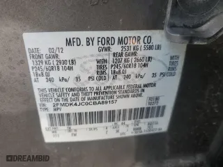 2012 Ford Edge SEL with VIN 2FMDK4JC0CBA89157, listed as a Copart auction lot 45547585 with 206,650 mi miles and Clean Title. Bid and sale history available at carsss.com. Image 14.