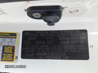 2013 Kia Optima LX z VIN KNAGM4A79D5312328, wystawiony jako IAAI lot #42356029 z przebiegiem 194 562 mil mil oraz . Historia ofert i sprzedaży dostępna na DreamBid. Obrazek 9.