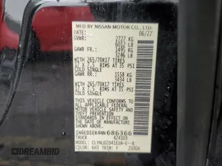 2022 Nissan Frontier Pro-4X z VIN 1N6ED1EK4NN686366, wystawiony jako Copart lot #57396085 z przebiegiem 50 753 mil mil oraz Szkoda całkowita • Salvage title. Historia ofert i sprzedaży dostępna na DreamBid. Obrazek 12.