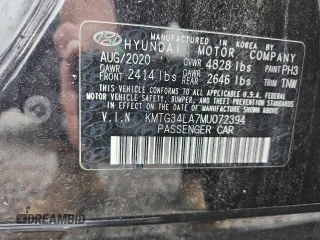 2021 Genesis G70 2.0T with VIN KMTG34LA7MU072394, listed as a Copart auction lot 62908715 with 44,104 mi miles and Salvage title. Bid and sale history available at DreamBid. Image 12.