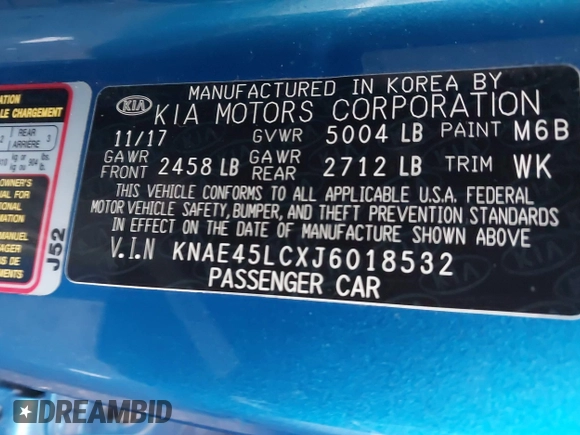 2018 Kia Stinger GT1 with VIN KNAE45LCXJ6018532, listed as a IAAI auction lot 41563629 with 91,043 mi miles. Bid and sale history available at carsss.com. Image 9.