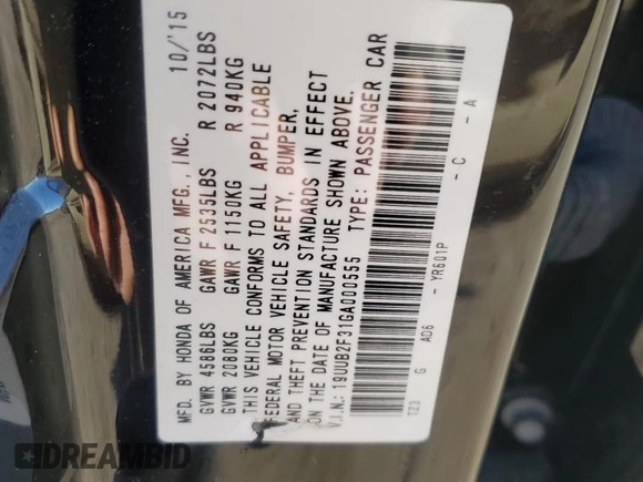 2016 Acura TLX V6 with VIN 19UUB2F31GA000555, listed as a Copart auction lot 47520585 with 152,926 mi miles and Salvage Title. Bid and sale history available at carsss.com. Image 12.