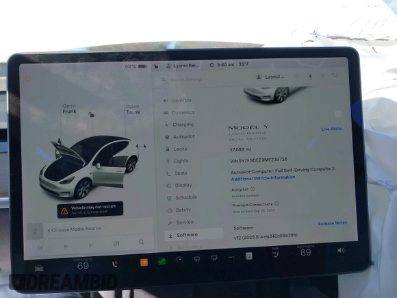 2021 Tesla Model Y Long Range with VIN 5YJYGDEE9MF239726, listed as a IAAI auction lot 41952158 with 37,088 mi miles and . Bid and sale history available at DreamBid. Image 19.