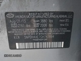 2016 Hyundai Elantra SE with VIN 5NPDH4AE7GH747894, listed as a IAAI auction lot 42146987 with 131,201 mi miles and . Bid and sale history available at DreamBid. Image 9.
