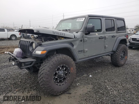 2022 Jeep Wrangler Unlimited Willys with VIN 1C4HJXDM1NW241284, listed as a Copart auction lot 83336744 with Not Provided miles and Salvage Title. Bid and sale history available at DreamBid. Image 1.