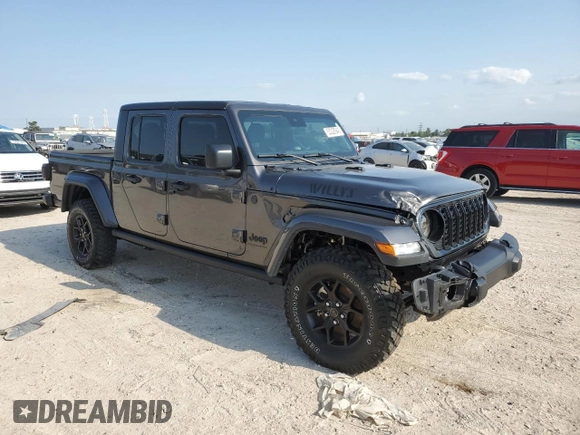 2024 Jeep Gladiator Willys с VIN 1C6HJTAG6RL107893, выставлен на аукционе Copart как лот 53328945 с пробегом 8 961 миль миль и Списание • Salvage title. История ставок и продаж доступна на DreamBid. Изображение 4.