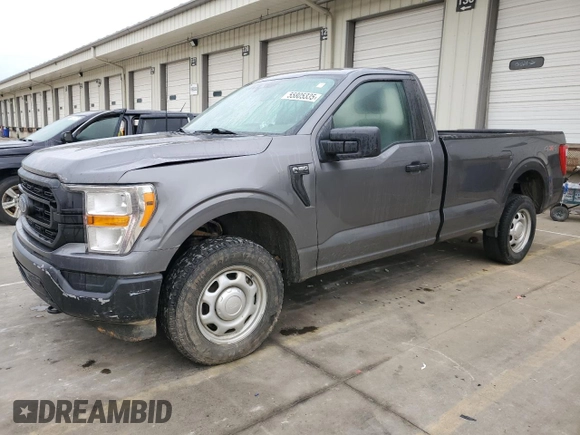2021 Ford F-150 XL с VIN 1FTMF1E56MKE36985, выставлен на аукционе Copart как лот 55805335 с пробегом 49 618 миль миль и Списание • Salvage title. История ставок и продаж доступна на DreamBid. Изображение 1.