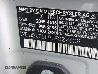 2003 Mercedes-Benz SL 500 z VIN WDBSK75F93F027609, wystawiony jako IAAI lot #42386934 z przebiegiem Nie podano mil oraz . Historia ofert i sprzedaży dostępna na DreamBid. Obrazek 9.