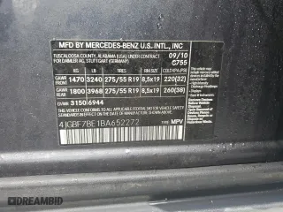 2011 Mercedes-Benz GL-Class GL 450 with VIN 4JGBF7BE1BA652272, listed as a Copart auction lot 51119115 with 0 mi miles and Salvage Title. Bid and sale history available at carsss.com. Image 12.