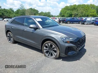 2024 Audi Q8 Premium Plus with VIN WA1BVBF19RD019586, listed as a IAAI auction lot 42746554 with 9,377 mi miles and . Bid and sale history available at DreamBid. Image 1.