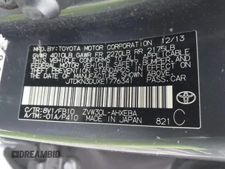 2014 Toyota Prius Four with VIN JTDKN3DUXE1776341, listed as a IAAI auction lot 41740542 with 199,746 mi miles. Bid and sale history available at carsss.com. Image 9.