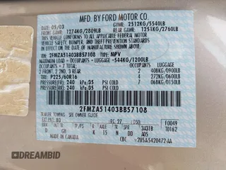 2003 Ford Windstar LX с VIN 2FMZA51403BB57108, выставлен на аукционе IAAI как лот 42462279 с пробегом 82 438 миль миль и . История ставок и продаж доступна на DreamBid. Изображение 9.