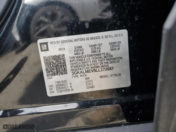 2020 GMC Terrain SLE with VIN 3GKALMEV5LL172687, listed as a Copart auction lot 52555135 with 81,276 mi miles and Clean Title. Bid and sale history available at carsss.com. Image 12.