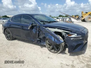 2023 Genesis G70 2.0T with VIN KMTG34TA5PU110175, listed as a Copart auction lot 58297715 with 43,716 mi miles and Salvage title. Bid and sale history available at DreamBid. Image 4.