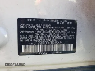 2012 Subaru Forester X Premium with VIN JF2SHADCXCH466523, listed as a Copart auction lot 61669735 with 168,184 mi miles and Salvage title. Bid and sale history available at DreamBid. Image 12.
