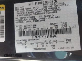 2022 Ford Mustang EcoBoost with VIN 1FA6P8TH1N5146283, listed as a IAAI auction lot 42520107 with 16,359 mi miles and . Bid and sale history available at DreamBid. Image 9.