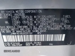 2013 Toyota RAV4 XLE with VIN JTMRFREV8DD039769, listed as a IAAI auction lot 41573734 with 111,129 mi miles. Bid and sale history available at carsss.com. Image 9.