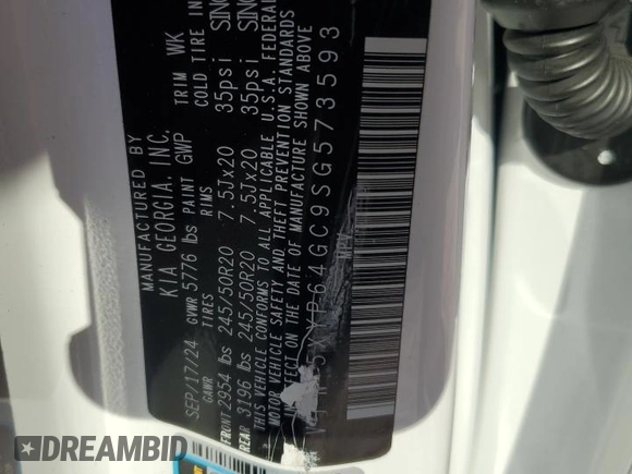 2025 Kia Telluride S with VIN 5XYP64GC9SG573593, listed as a Copart auction lot 78440814 with 230 mi miles and Salvage Title. Bid and sale history available at DreamBid. Image 13.