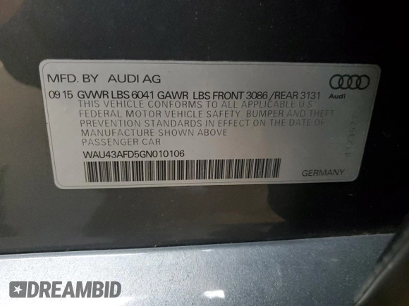 2016 Audi A8 L 4.0T Sport with VIN WAU43AFD5GN010106, listed as a Copart auction lot 48551645 with 154,079 mi miles and Clean Title. Bid and sale history available at carsss.com. Image 12.