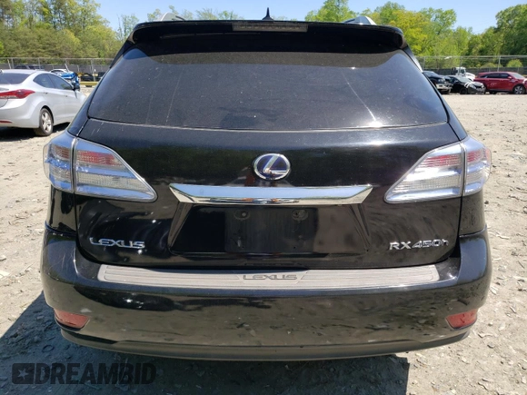 2010 Lexus RX 450h with VIN JTJBC1BA8A2012105, listed as a Copart auction lot 54835615 with 193,740 mi miles and Salvage title. Bid and sale history available at DreamBid. Image 6.