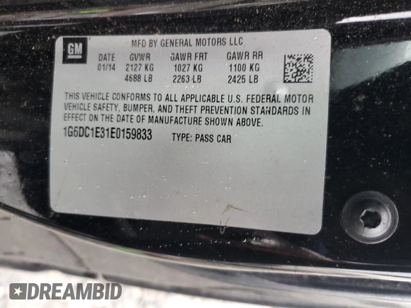 2014 Cadillac CTS Performance with VIN 1G6DC1E31E0159833, listed as a Copart auction lot 81323694 with 143,504 mi miles and Salvage title. Bid and sale history available at DreamBid. Image 12.