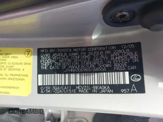 2006 Lexus ES 350 with VIN JTHBA30G965168556, listed as a IAAI auction lot 41416845 with Not Provided miles and . Bid and sale history available at DreamBid. Image 9.